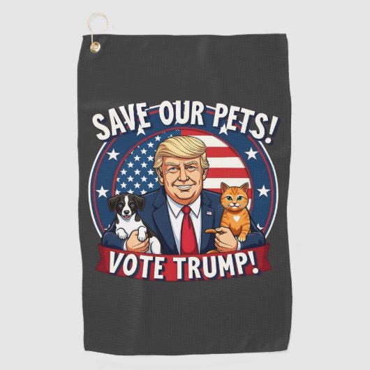 Serviette De Golf Sauvez nos animaux de compagnie Votez Trump Pets F (Devant)