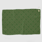 Serviette De Golf Sayagata motif, japonais, vert et or (Horizontal)