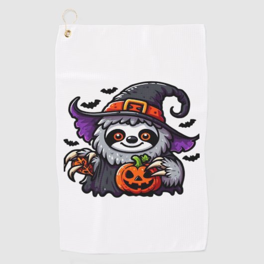Serviette De Golf Scary Halloween Sloth Witch Costume Casquette Mer  (Devant)