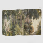 Serviette De Golf Scène botanique de cygnes dans un jardin anglais (Horizontal)
