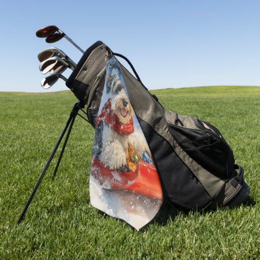 Serviette De Golf Schnauzer Chien dans la corniche Laissez-le neiger (Vert)