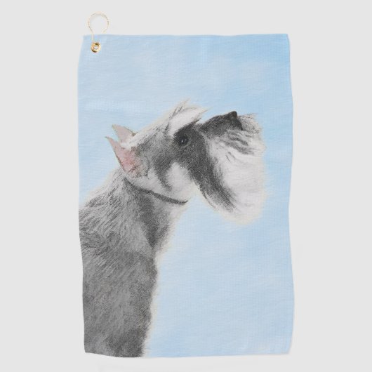 Serviette De Golf Schnauzer (géant, standard) Peinture - Dog Art (Devant)
