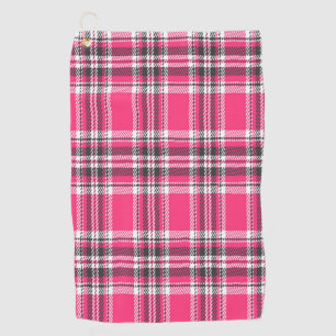Serviette De Golf Scotland Pink et Black Tartan Plaid