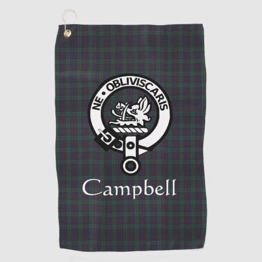 Serviette De Golf Scottish Campbell Crest Badge & Tartan (Devant)