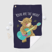 Serviette De Golf Scottish Highland Cow Guitarist Rock Aye The Moo! (En situation)
