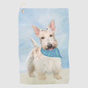 Serviette De Golf Scottish Terrier Wheaten Dog Painting Art original