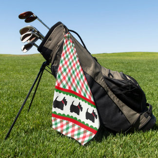 Serviette De Golf Scotty Dog Green Red White Plaid Check