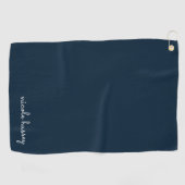 Serviette De Golf Script bleu marine | Moderne Monogramme élégant (Horizontal)