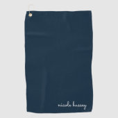 Serviette De Golf Script bleu marine | Moderne Monogramme élégant (Devant)