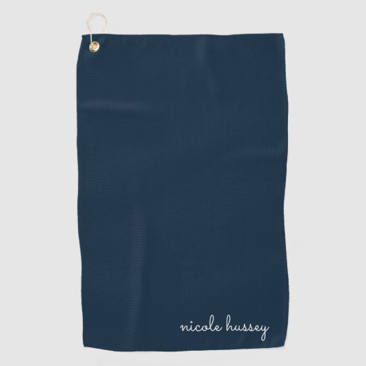 Serviette De Golf Script bleu marine | Moderne Monogramme élégant (Devant)