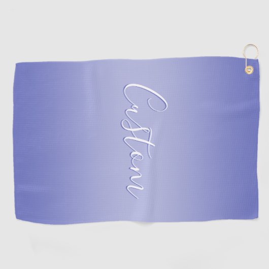 Serviette De Golf Script cursif modifiable | Violet blanc et violet (Horizontal)
