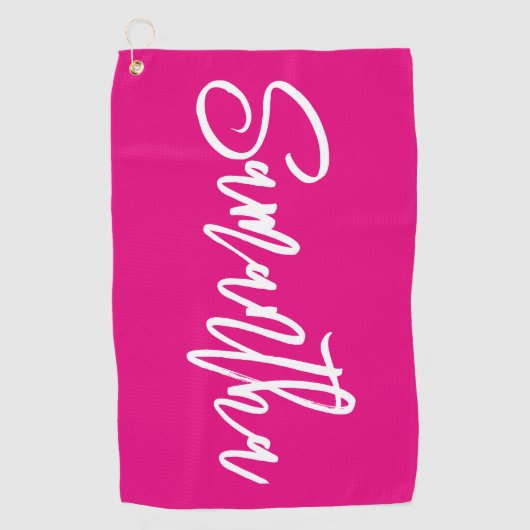 Serviette De Golf Script de brassage rose et blanc (Devant)