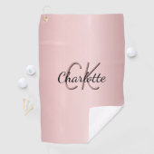 Serviette De Golf Script de nom de monogramme rose (En situation)