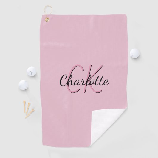 Serviette De Golf Script de nom de monogramme rose (En situation)