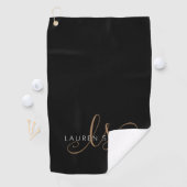 Serviette De Golf Script féminin Black Gold moderne Monogramme (En situation)