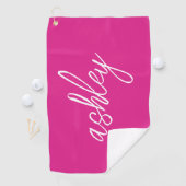 Serviette De Golf Script manuscrit rose chaud Monogramme (En situation)