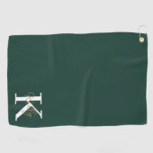 Serviette De Golf Script moderne Emerald Green Monogram (Horizontal)