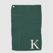 Serviette De Golf Script moderne Emerald Green Monogram (Devant)