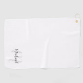 Serviette De Golf Script moderne Monogramme personnalisé et nom (Horizontal)
