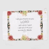Serviette De Golf Scripture Psalm 9, Floral (Horizontal)
