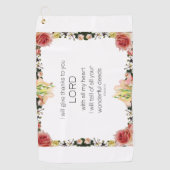 Serviette De Golf Scripture Psalm 9, Floral (Devant)