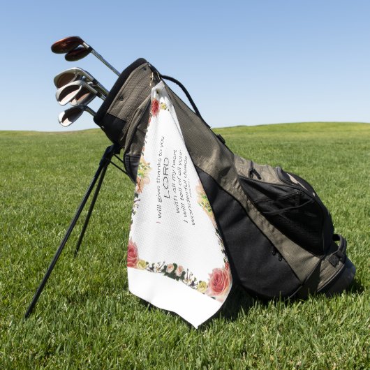 Serviette De Golf Scripture Psalm 9, Floral (Vert)