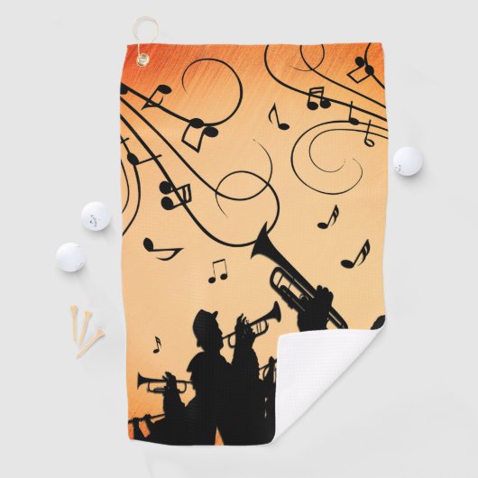 Serviette De Golf Section Trumpet Jazz Musique Orange Rust (En situation)