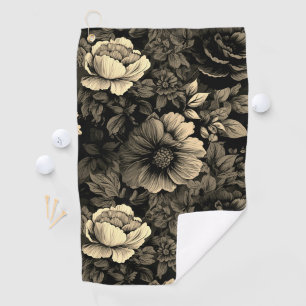 Serviette De Golf Sépia tonique Vintage Floral Print