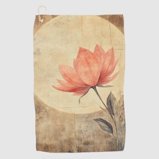 Serviette De Golf Sérénité rose Fleur et Lune (Devant)
