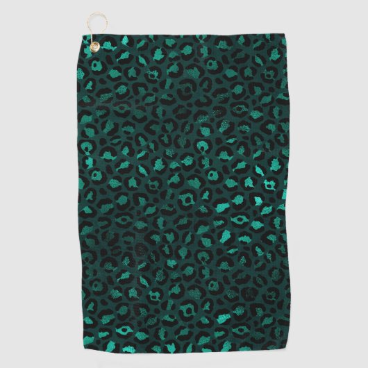 Serviette De Golf Série Teal et Gold Leopard Design 4 (Devant)