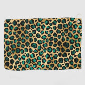 Serviette De Golf Série Teal et Or Design Léopard 14 (Horizontal)