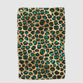 Serviette De Golf Série Teal et Or Design Léopard 14 (Devant)