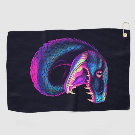 Serviette De Golf Serpent de Cobra dans le style esthétique Vaporwav (Horizontal)