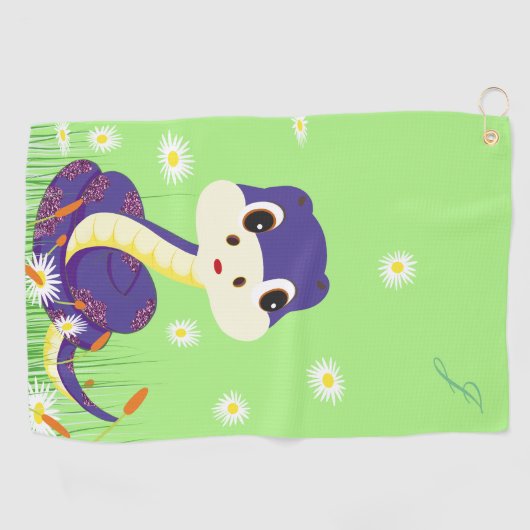 Serviette De Golf Serpent pourpre heureux (Horizontal)