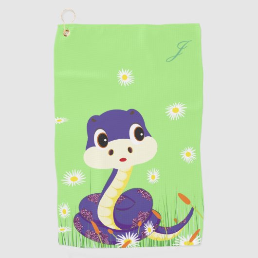 Serviette De Golf Serpent pourpre heureux (Devant)