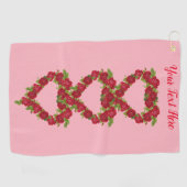 Serviette De Golf Serres de coeur de jolies roses rouges Feuilles ro (Horizontal)