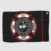 Serviette De Golf Service d'incendie AJOUTER LE NOM Pompier Insigne  (Horizontal)