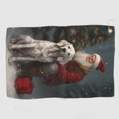 Serviette De Golf Setter anglais avec Noël Festif du Père Noël (Horizontal)