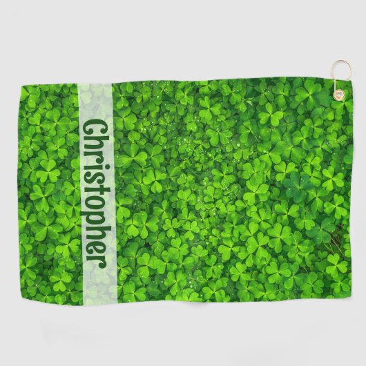 Serviette De Golf Shamrock Clovers Ajouter un nom (Horizontal)