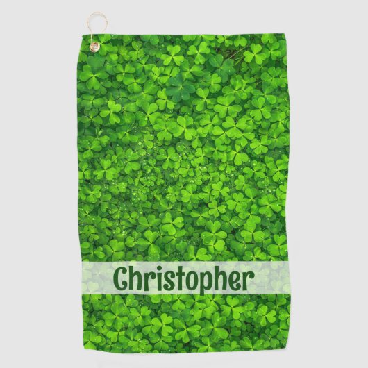 Serviette De Golf Shamrock Clovers Ajouter un nom (Devant)