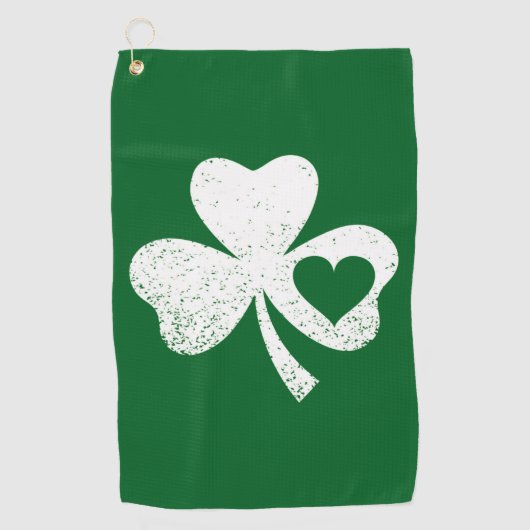 Serviette De Golf Shamrock de coeur de Green Jour de la Saint Patric (Devant)
