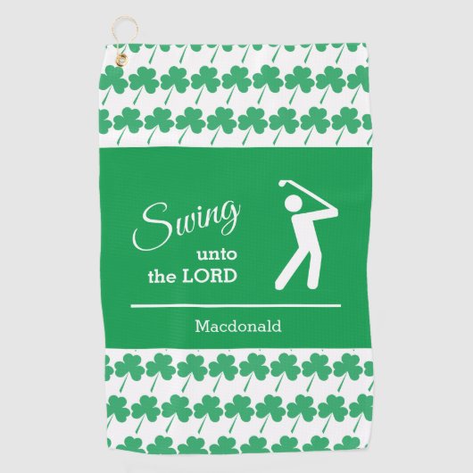 Serviette De Golf Shamrock IRLANDAIS Personnalisé Swing To The Lord (Devant)