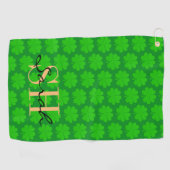 Serviette De Golf Shamrock & Lucky Clover feuille monogrammed / iris (Horizontal)