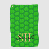 Serviette De Golf Shamrock & Lucky Clover feuille monogrammed / iris (Devant)