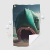 Serviette De Golf Shark sculpture on the beach (En situation)