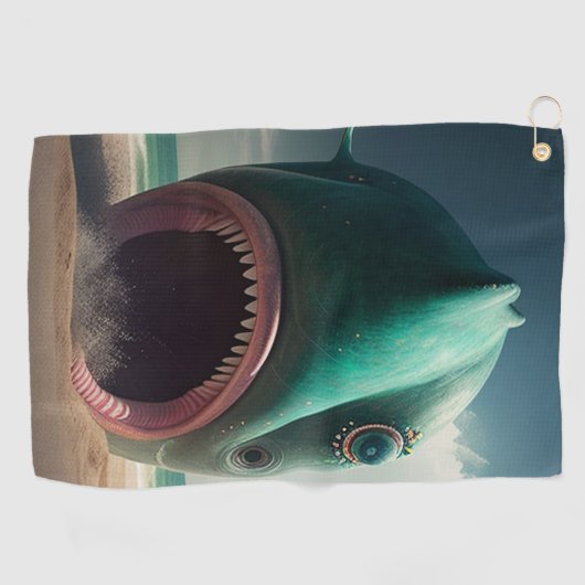 Serviette De Golf Shark sculpture on the beach (Horizontal)