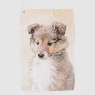 Serviette De Golf Shetland Sheepdog Puppy Peinture Chien original ar