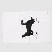 Serviette De Golf Shiba Inu Chien - Halloween Lune Silhouette Oversi (Horizontal)