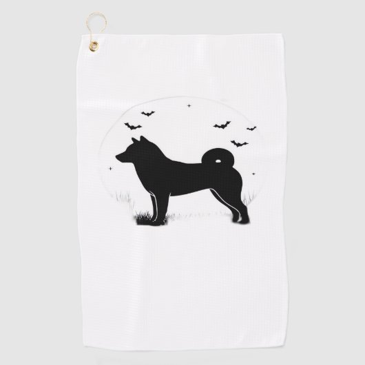 Serviette De Golf Shiba Inu Chien - Halloween Lune Silhouette Oversi (Devant)