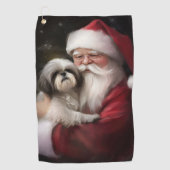 Serviette De Golf Shih Tzu Avec Noël Festif Du Père Noël (Devant)